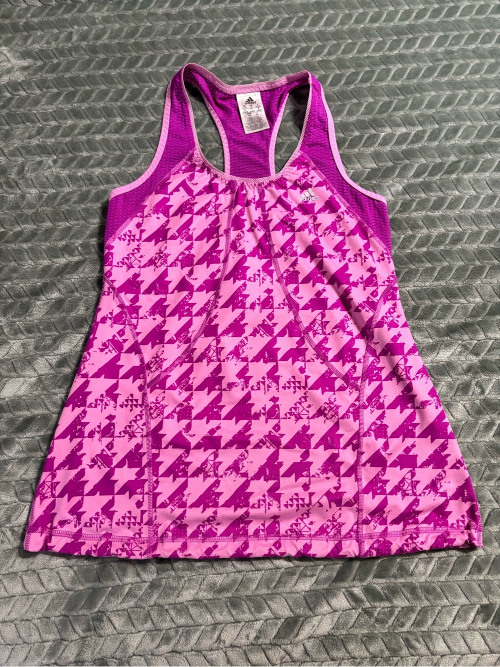 adidas Pink and Purple Houndstooth Racerback Tank